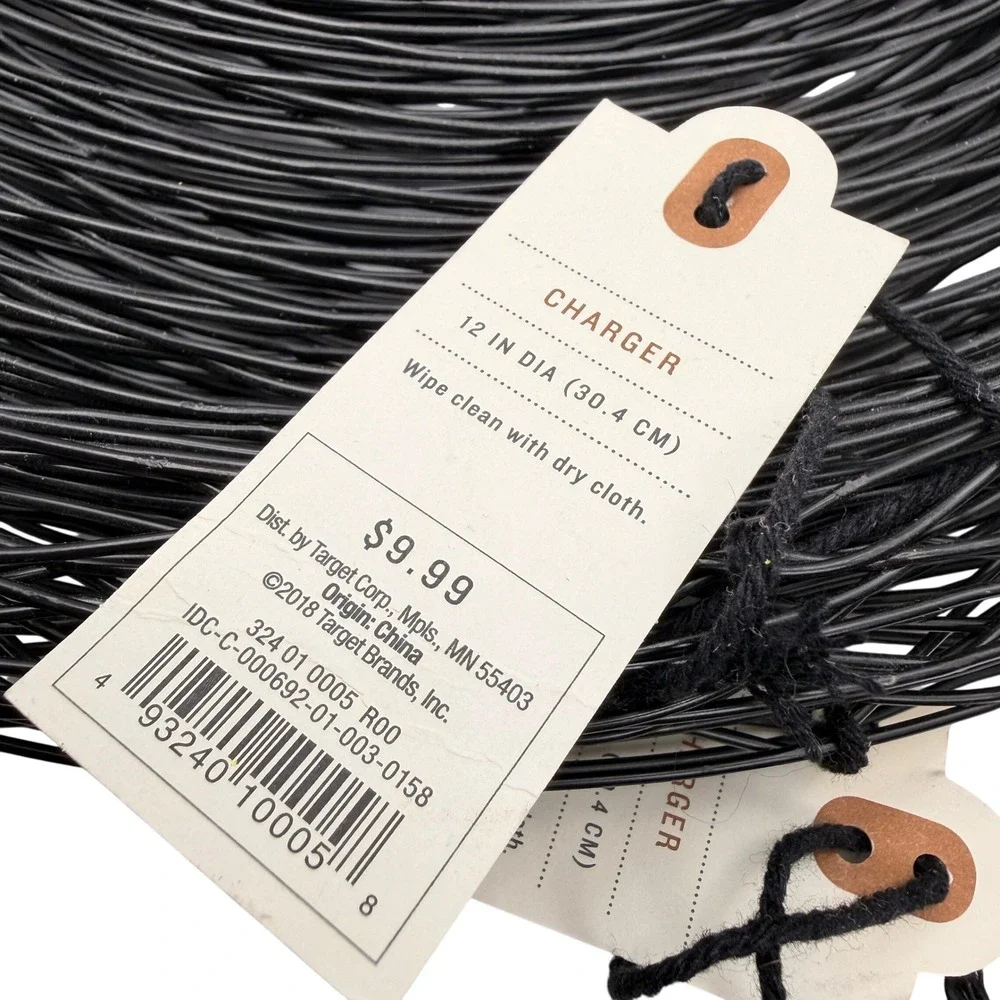 Wire Charger Plates 12in Set of 5 Black Modern Industrial Home Decor Minimalist